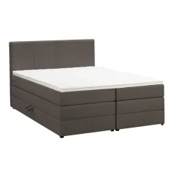 Boxspring met opbergruimte Liv geblokt - donkerbruin - 180x200 cm