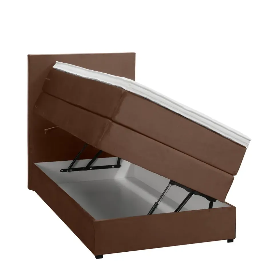 Boxspring met opbergruimte Liv egaal - bruin - 90x200 cm
