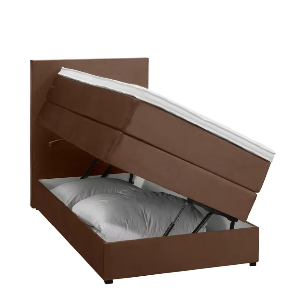Boxspring met opbergruimte Liv egaal - bruin - 90x200 cm