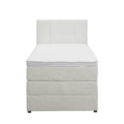 Boxspring met opbergruimte Liv geblokt - ecru - 90x200 cm