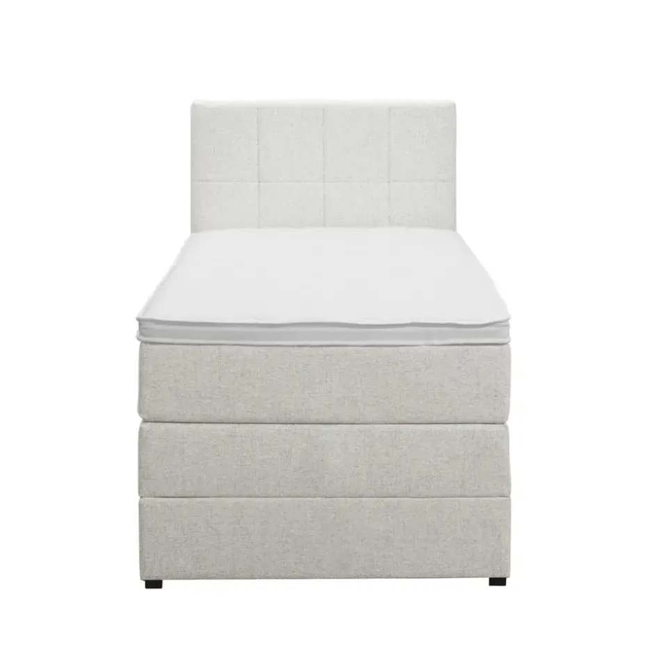 Boxspring met opbergruimte Liv geblokt - ecru - 90x200 cm
