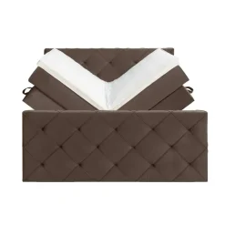 Boxspring met opbergruimte en voetbord Liv geruit - bruin - 140x200cm