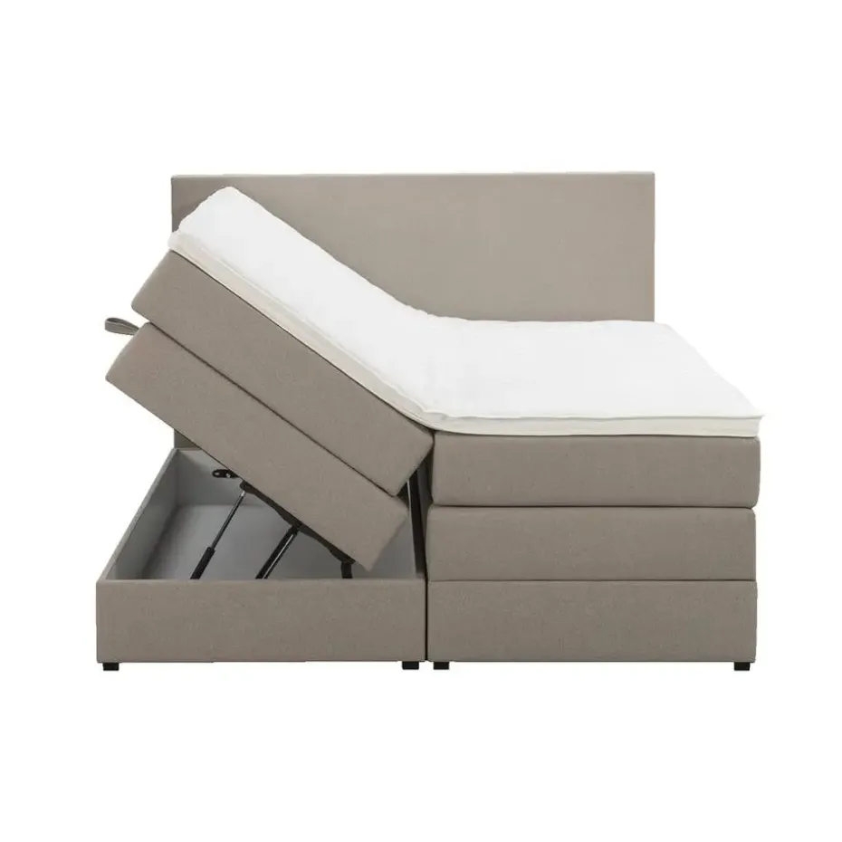 Boxspring met opbergruimte Liv egaal - beige - 160x200 cm