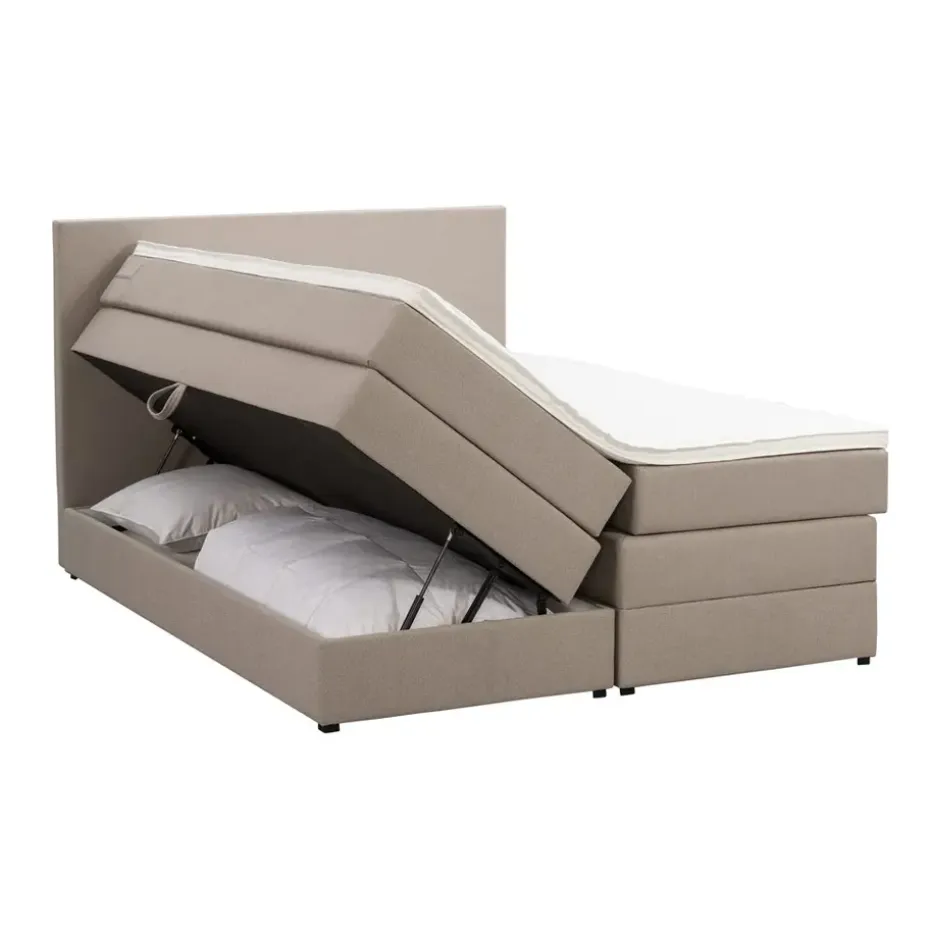 Boxspring met opbergruimte Liv egaal - beige - 160x200 cm