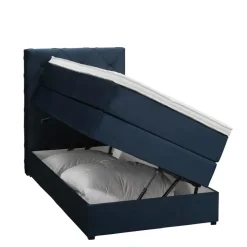 Boxspring met opbergruimte Liv geruit - blauw - 90x200 cm