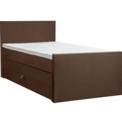 Boxspring met opbergruimte en voetbord Liv egaal - bruin - 120x200cm