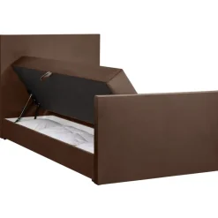 Boxspring met opbergruimte en voetbord Liv egaal - bruin - 120x200cm