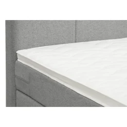 Boxspring met opbergruimte en voetbord Liv geblokt - lichtgrijs - 180x200cm