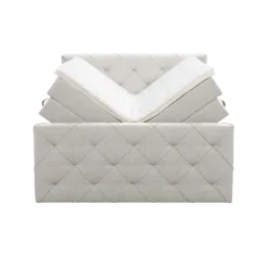 Boxspring met opbergruimte en voetbord Liv geruit - ecru - 180x200cm
