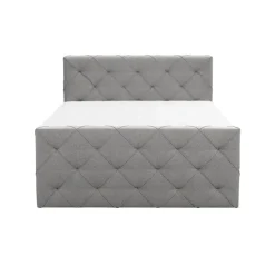 Boxspring met opbergruimte en voetbord Liv geruit - lichtgrijs - 140x200cm