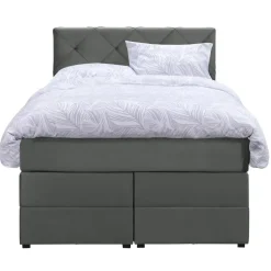 Boxspring met opbergruimte Liv geruit - grijs - 120x200 cm
