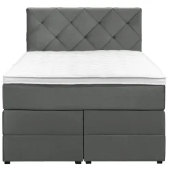 Boxspring met opbergruimte Liv geruit - grijs - 120x200 cm
