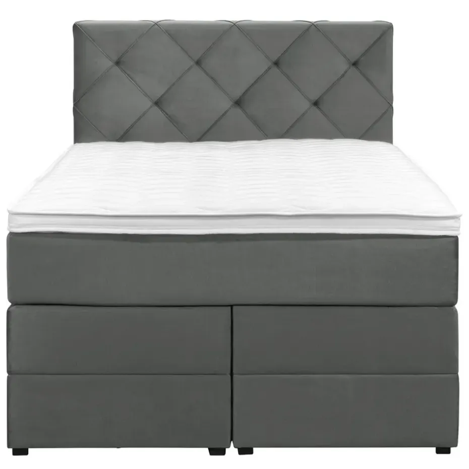 Boxspring met opbergruimte Liv geruit - grijs - 120x200 cm