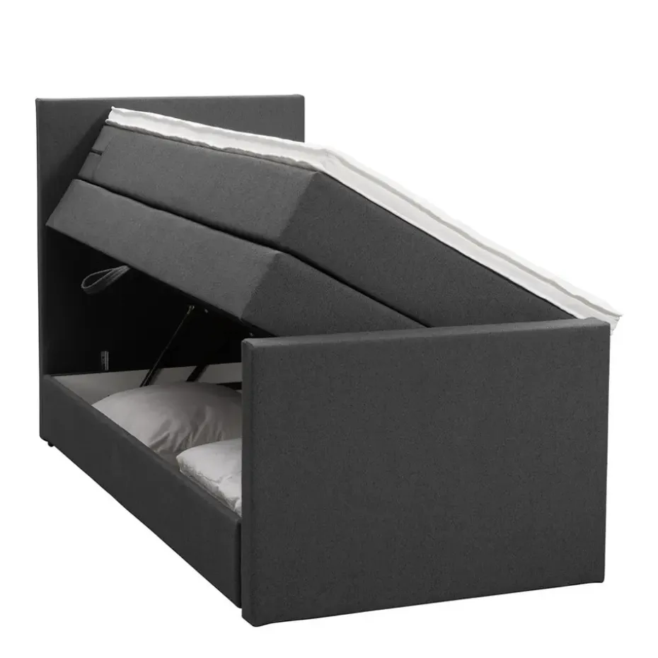 Boxspring met opbergruimte en voetbord Liv egaal - antraciet - 90x200cm