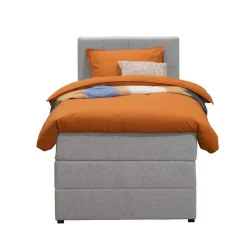 Boxspring met opbergruimte Liv geblokt - lichtgrijs - 90x200 cm