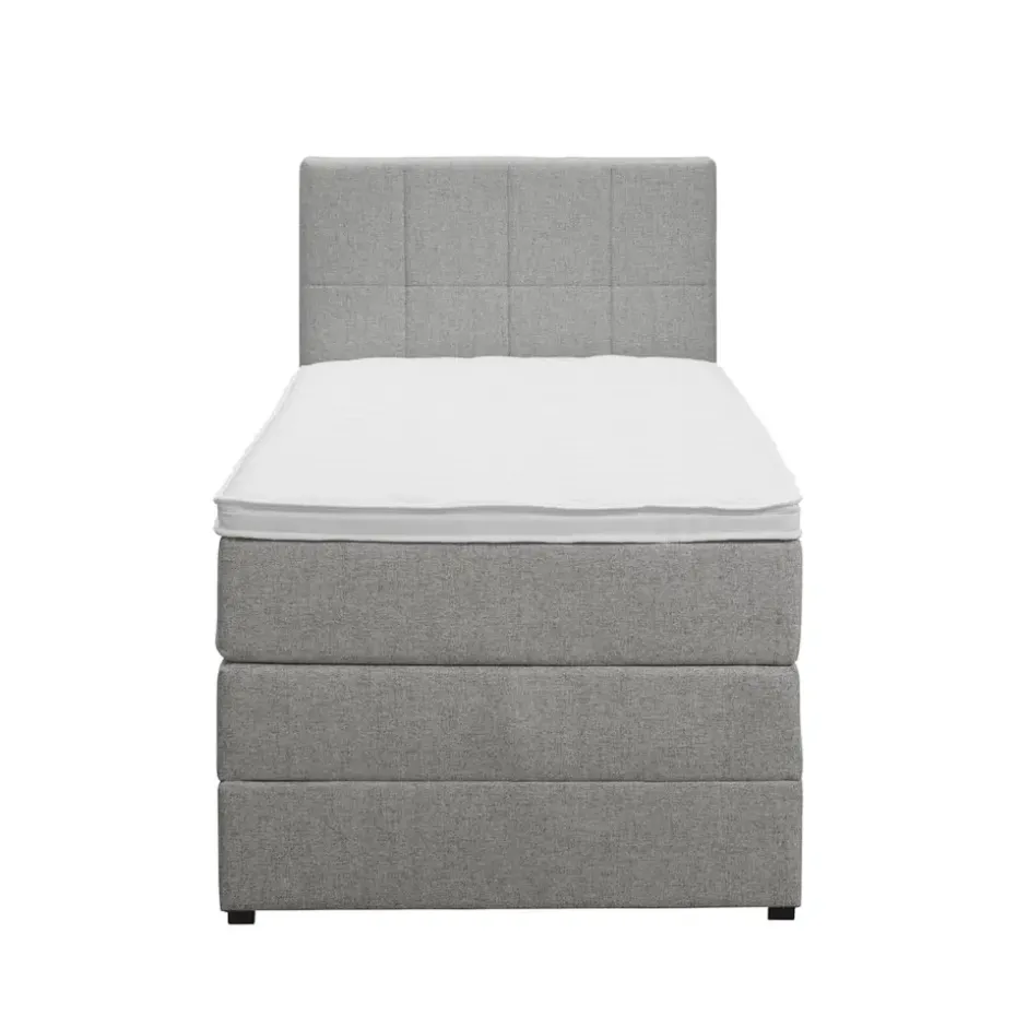 Boxspring met opbergruimte Liv geblokt - lichtgrijs - 90x200 cm