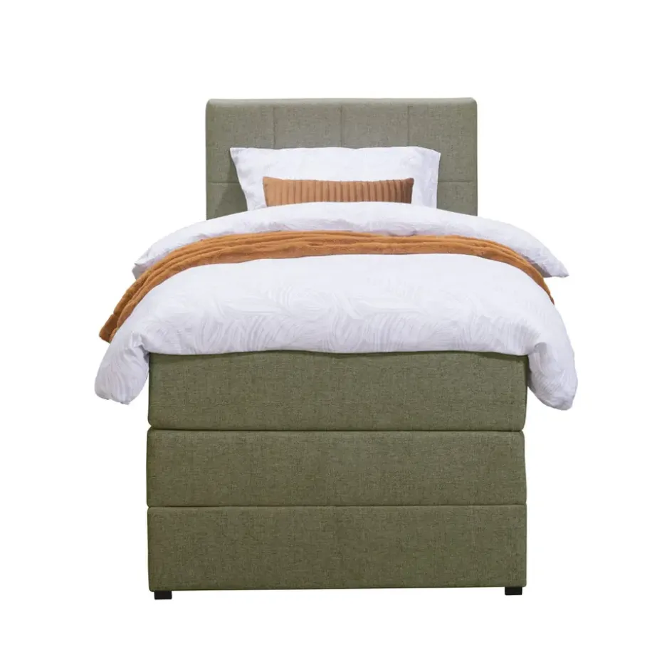 Boxspring met opbergruimte Liv geblokt - groen - 90x200 cm