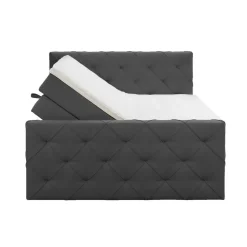Boxspring met opbergruimte en voetbord Liv geruit - antraciet - 160x200cm