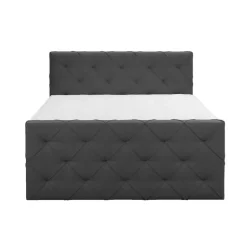 Boxspring met opbergruimte en voetbord Liv geruit - antraciet - 160x200cm