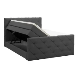 Boxspring met opbergruimte en voetbord Liv geruit - antraciet - 160x200cm