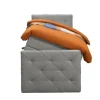 Boxspring met opbergruimte en voetbord Liv geruit - lichtgrijs - 90x200cm
