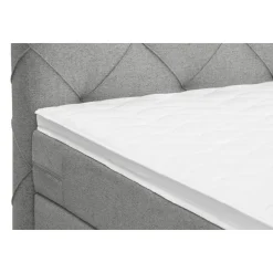 Boxspring met opbergruimte en voetbord Liv geruit - lichtgrijs - 90x200cm