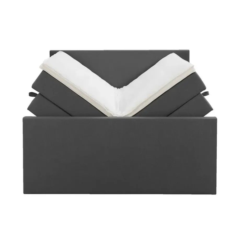 Boxspring met opbergruimte en voetbord Liv egaal - antraciet - 140x200cm