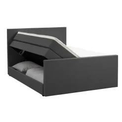 Boxspring met opbergruimte en voetbord Liv egaal - antraciet - 140x200cm