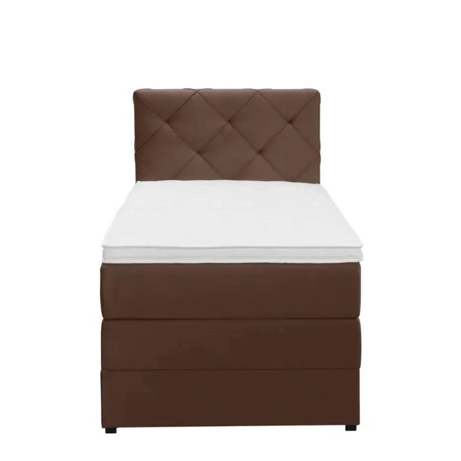 Boxspring met opbergruimte Liv geruit - bruin - 90x200 cm