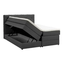 Boxspring met opbergruimte Liv geruit - antraciet - 140x200 cm