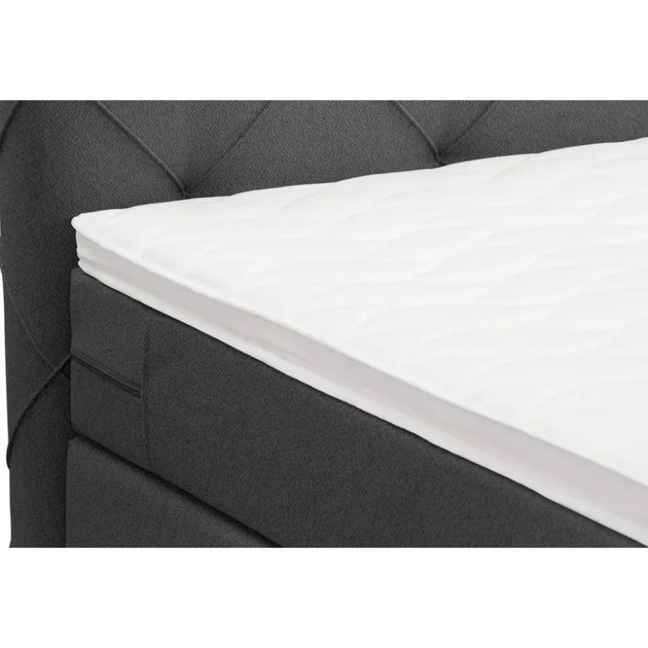 Boxspring met opbergruimte Liv geruit - antraciet - 140x200 cm