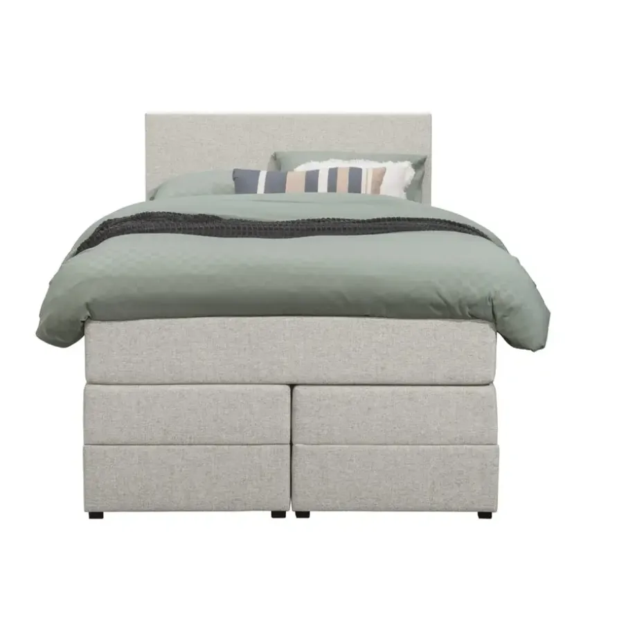 Boxspring met opbergruimte Liv egaal - ecru - 120x200 cm