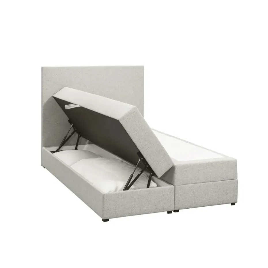 Boxspring met opbergruimte Liv egaal - ecru - 120x200 cm
