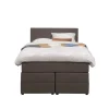 Boxspring met opbergruimte Liv geblokt - donkerbruin - 120x200 cm