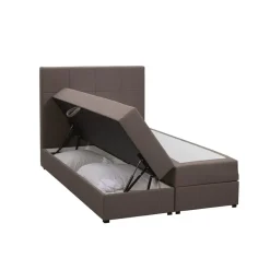 Boxspring met opbergruimte Liv geblokt - donkerbruin - 120x200 cm