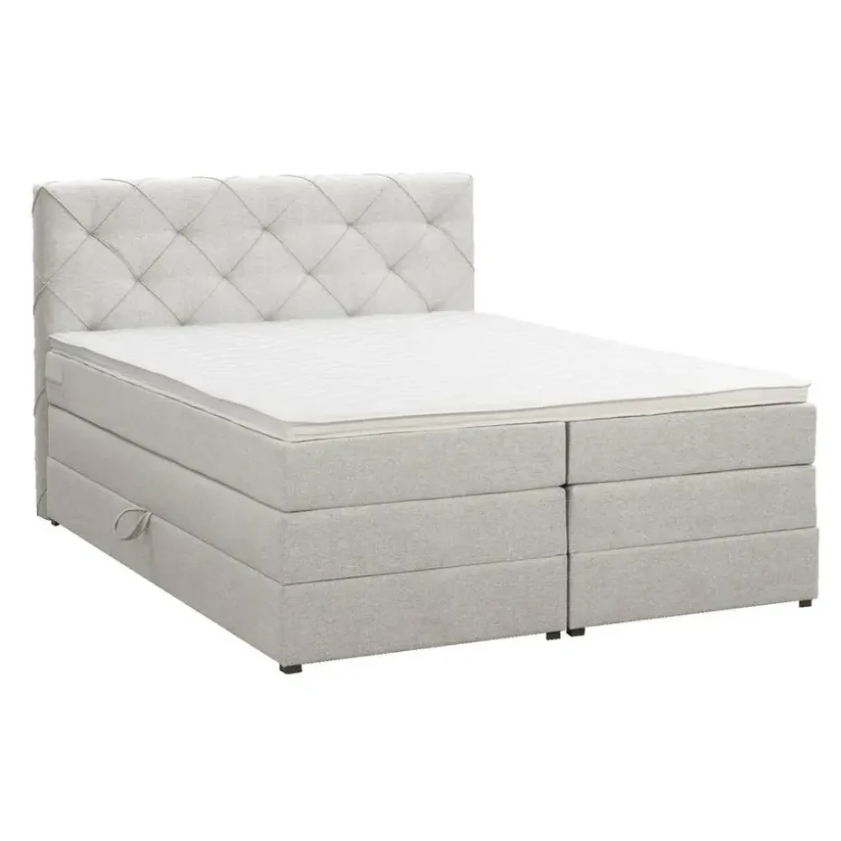 Boxspring met opbergruimte Liv geruit - ecru - 140x200 cm