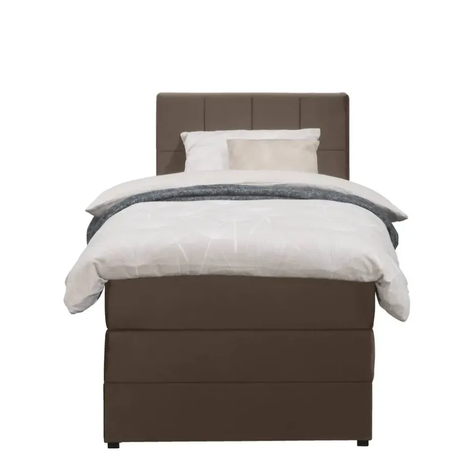 Boxspring met opbergruimte Liv geblokt - bruin - 90x200 cm