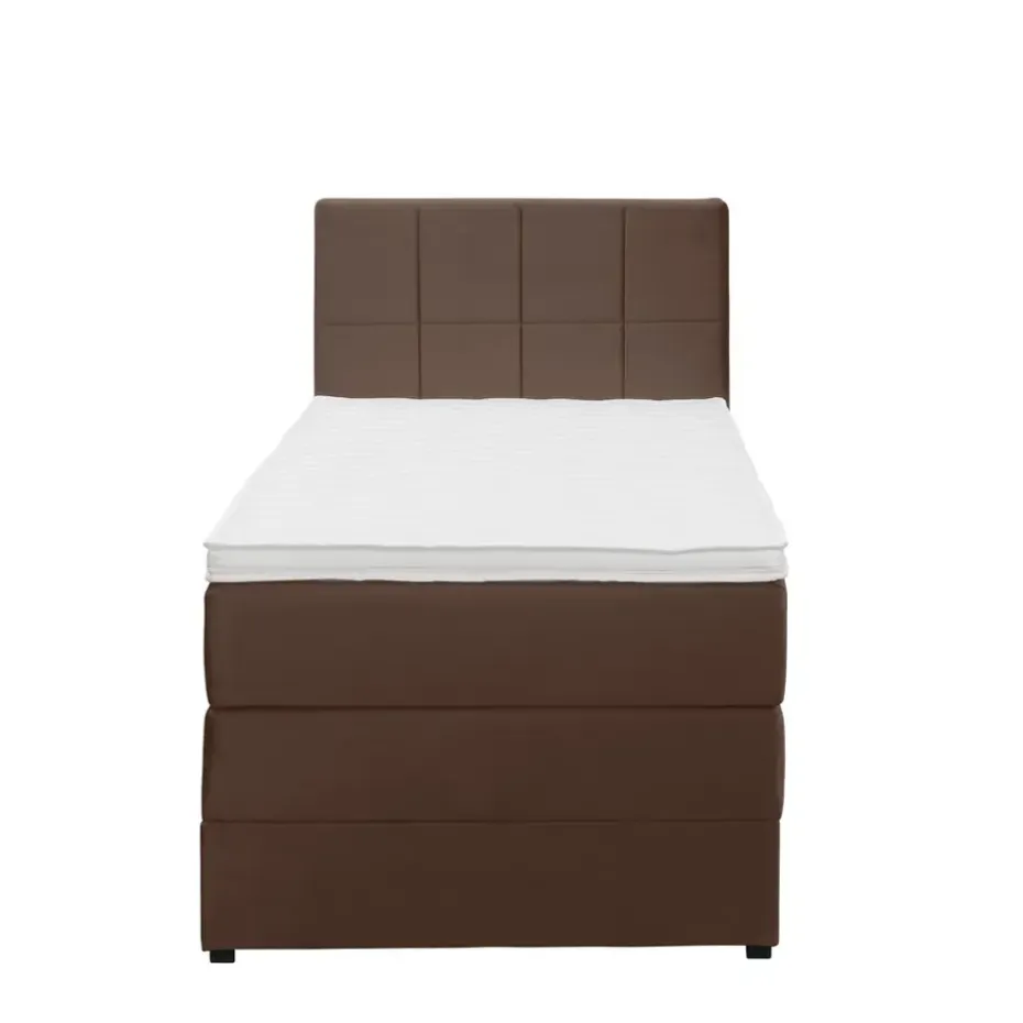 Boxspring met opbergruimte Liv geblokt - bruin - 90x200 cm
