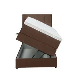 Boxspring met opbergruimte Liv geblokt - bruin - 90x200 cm