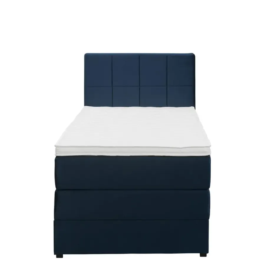 Boxspring met opbergruimte Liv geblokt - blauw - 90x200 cm