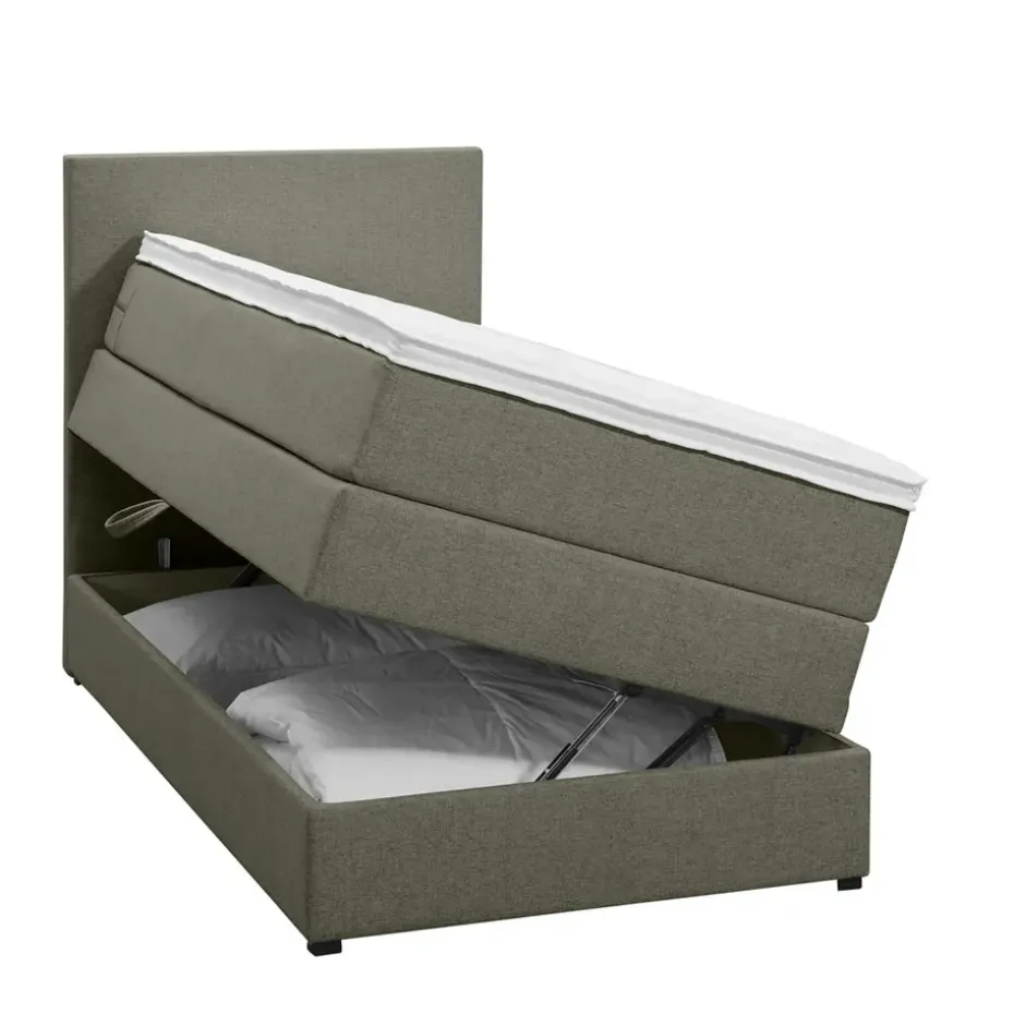 Boxspring met opbergruimte Liv egaal - groen - 90x200 cm