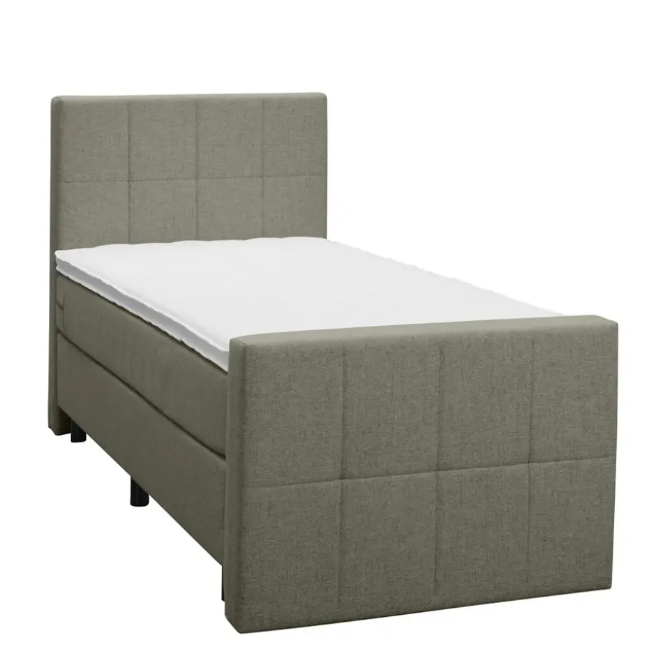 Boxspring met voetbord Liv geblokt - groen - 90x200 cm - ronde poot