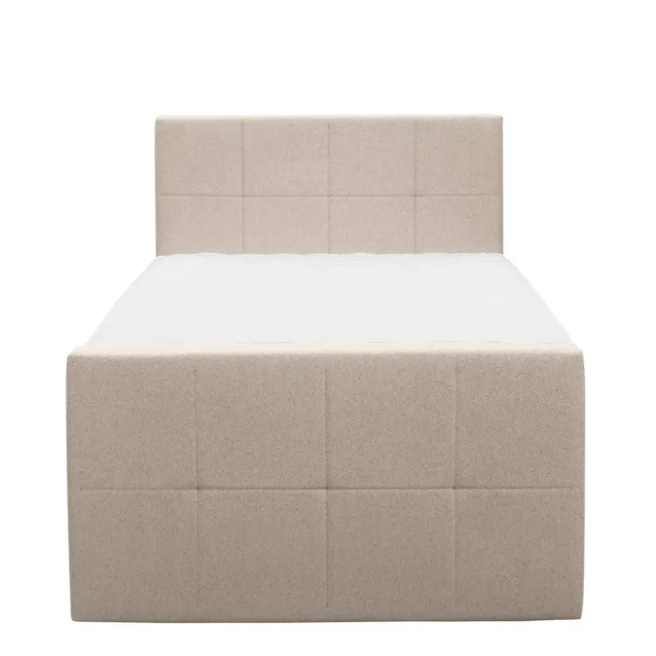 Boxspring met voetbord Liv geblokt - beige - 120x200 cm - slanke poot