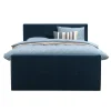 Boxspring met voetbord Liv geblokt - blauw - 180x200 cm - ronde poot