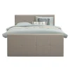 Boxspring met voetbord Liv geblokt - beige - 140x200 cm - ronde poot