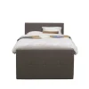 Boxspring met voetbord Liv geblokt - donkerbruin - 120x200 cm - slanke poot