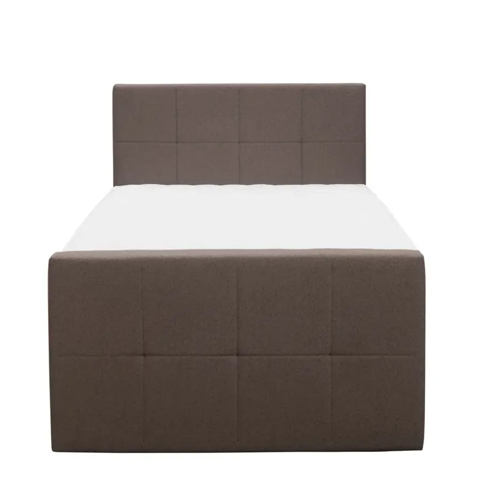 Boxspring met voetbord Liv geblokt - donkerbruin - 120x200 cm - slanke poot