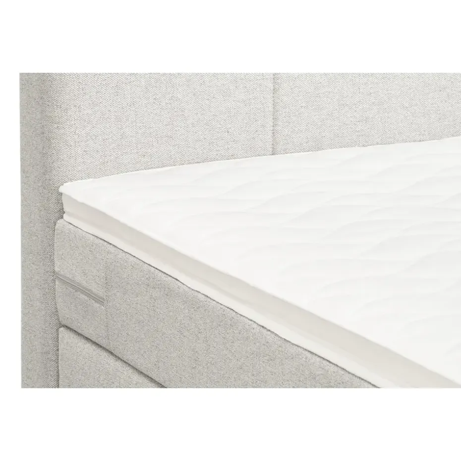 Boxspring met voetbord Liv geblokt - ecru - 140x200 cm - vierkante poot