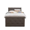 Boxspring met voetbord Liv geruit - donkerbruin - 120x200 cm - vierkante poot