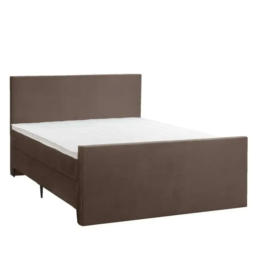 Boxspring met voetbord Liv egaal - bruin - 160x200 cm - slanke poot